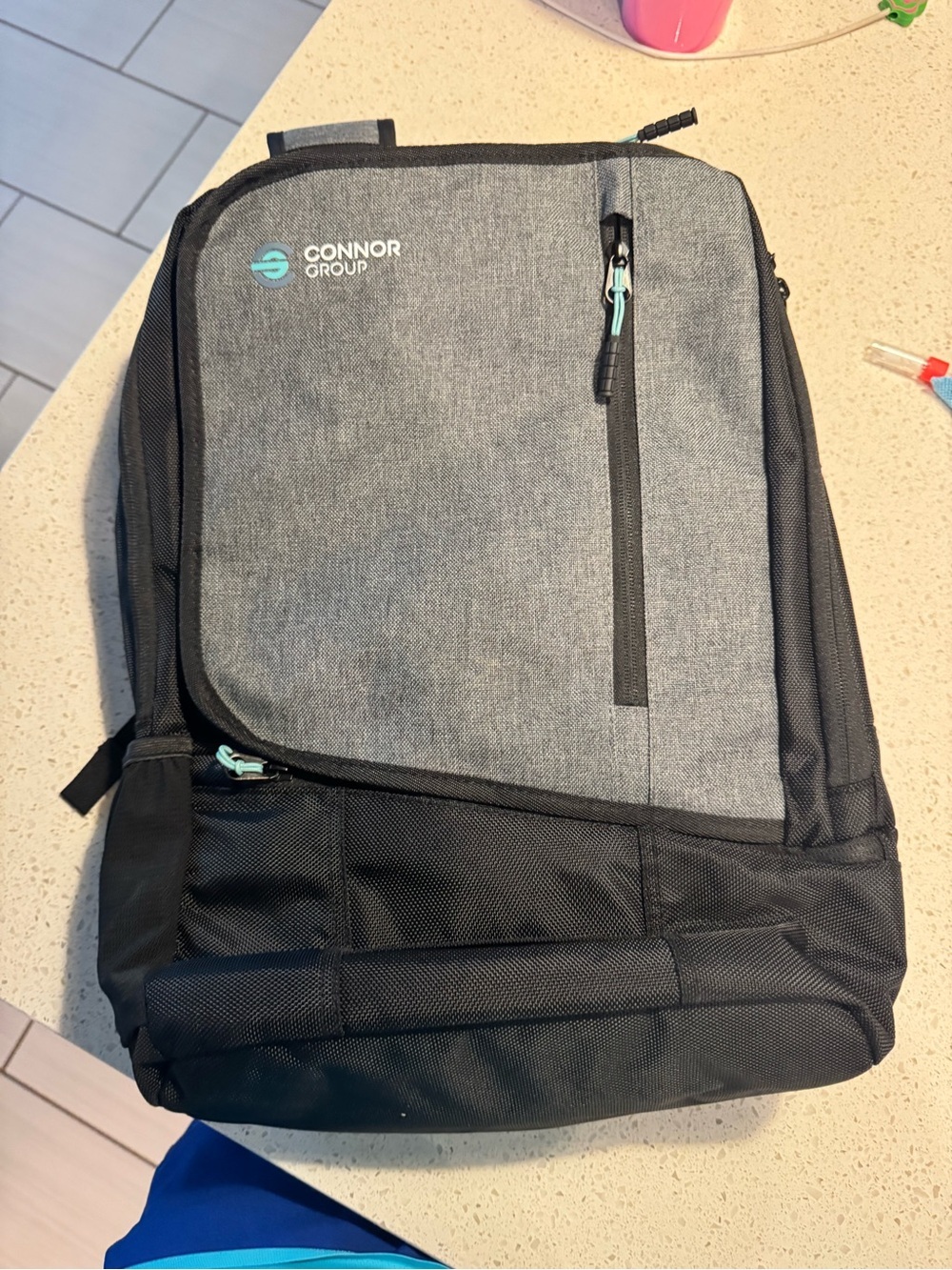 Connor Group Branded Laptop Backpack – Gray & Black Business Travel Bag 13x17x3